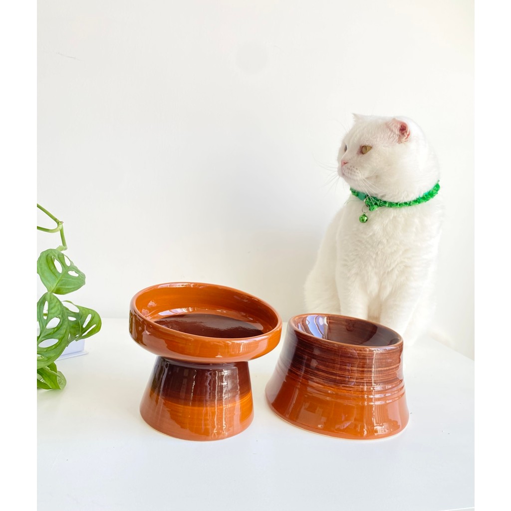 Seramik Kedi ve Köpek Mama Su Kabı (Kahverengi & Colorful Moon-Kahverengi- Gökkuşağı- 2'li) - Kahverengi Diğer Fiyatı