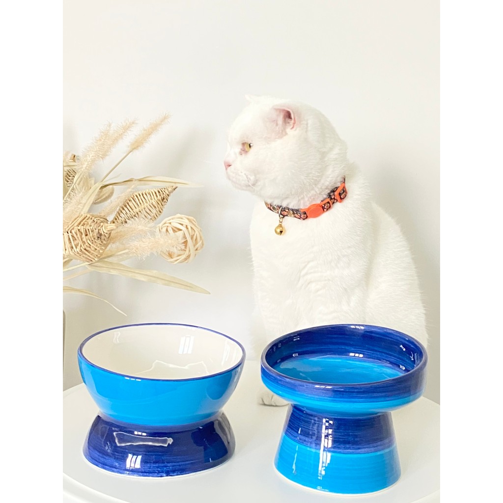 Seramik Kedi ve Köpek Mama Su Kabı Luna- Ayaklı Model 2'li(Mavi- Lacivert) - Lacivert Diğer Fiyatı