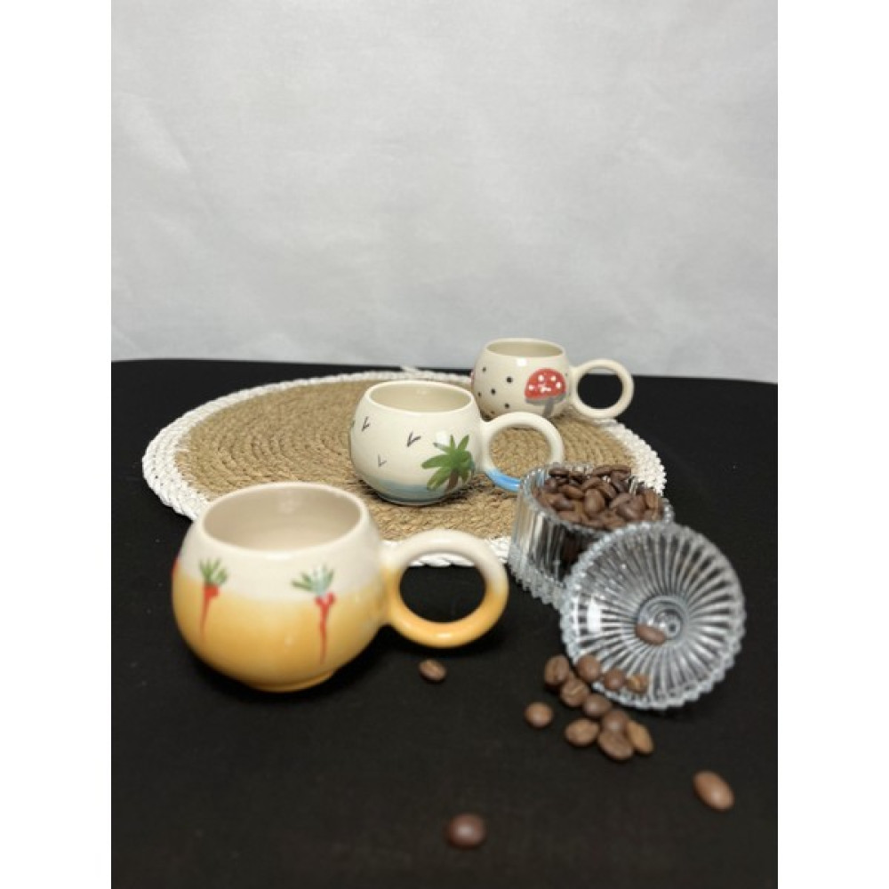 Seramik Plus .el Yapımı Seramik Kahve Fincanı Seti Mini Kupa 175 ml 3'lü Set Fincan / Bardak / Kahve Takımı Fiyatı