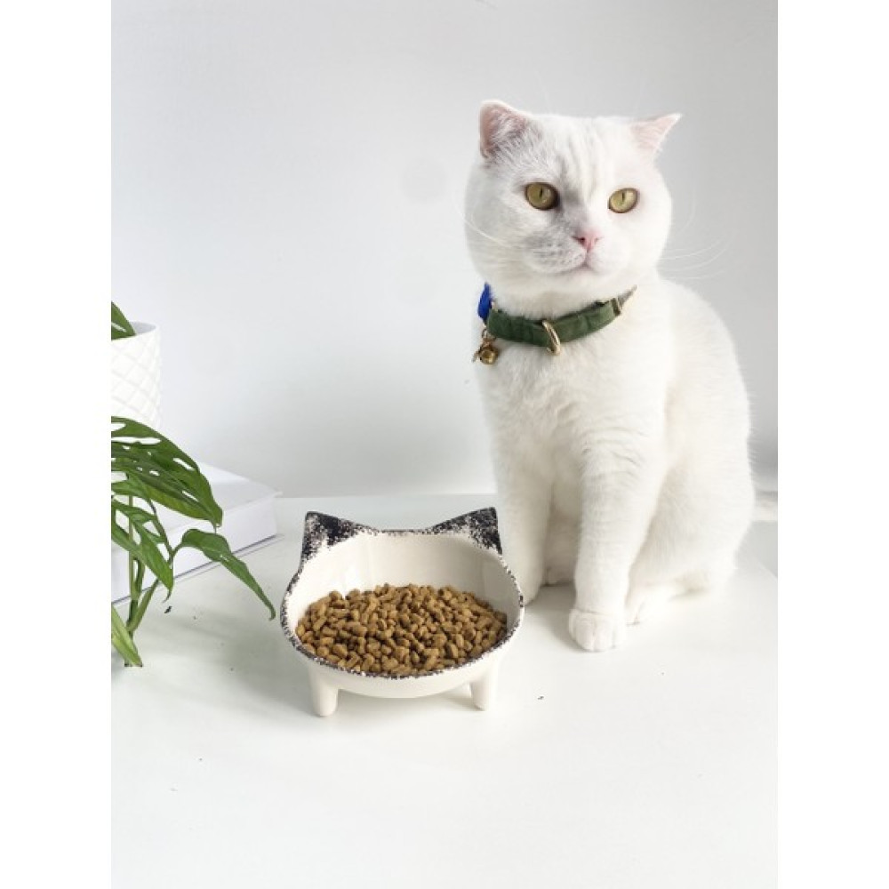 Seramik Sweet Cat Kedi Mama- Su Kabı (Siyah Desen) - Siyah Evcil Hayvan Ürünleri Fiyatı