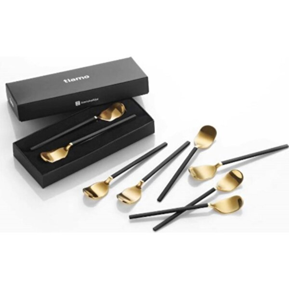 Seramikci Tea Spoon Amor Black - Gold 6'lı Çay Kaşığı Çatal / Kaşık / Bıçak Takımları Fiyatı