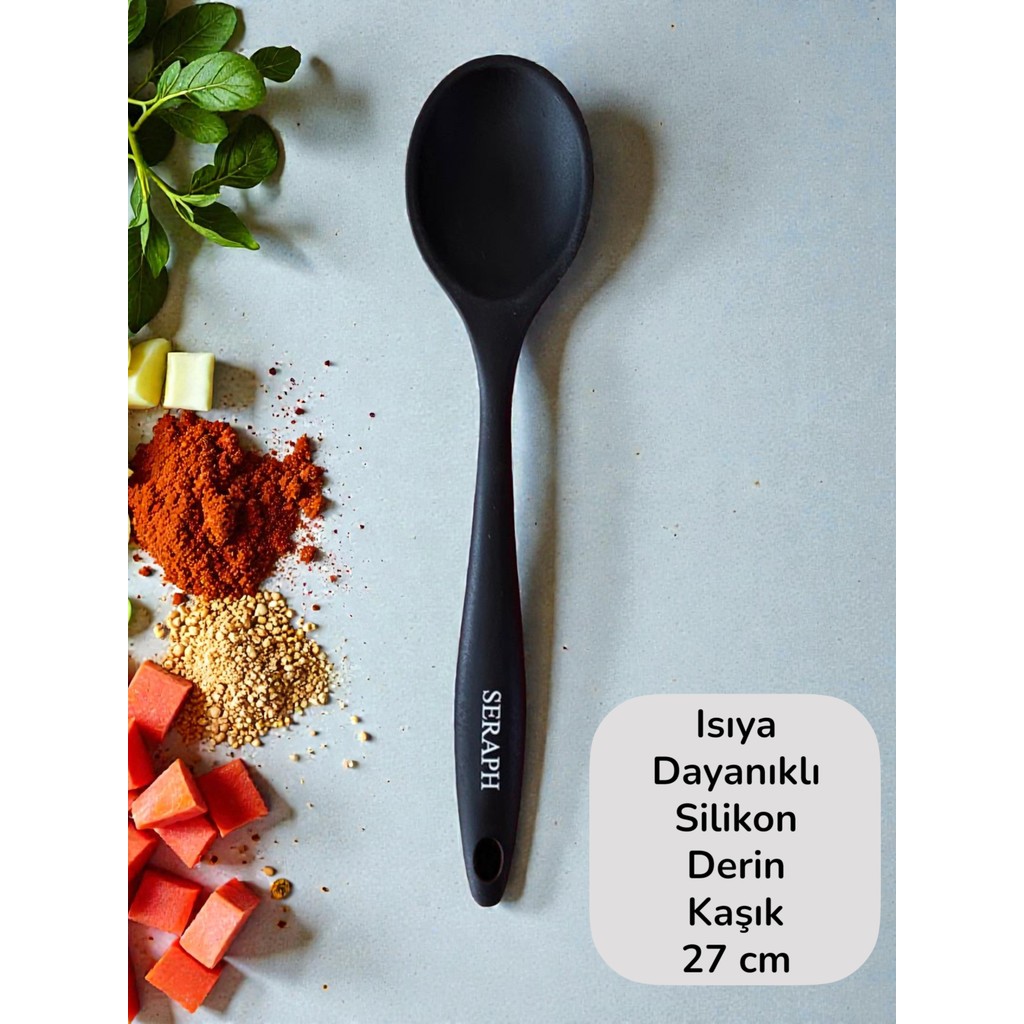 Seraph Isıya Dayanıklı Silikon Derin Kaşık 28 cm 1 Adet - Siyah Diğer Fiyatı