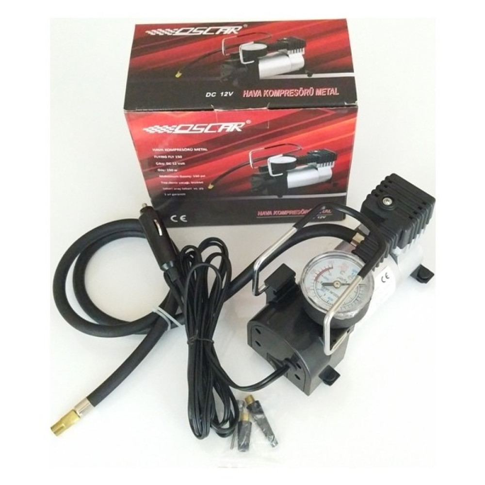 Seraser Hava Kompresörü Araba Oto Araç Lastik Şişirme Pompası 12 V Çakmaklık Girişli Çelik Metal Gövde 280 cm Elektrik Kablolu 150 Psı Dakikada 30 Lt Hava, Top ve Bot Şişirme Aparatlı Oto Boyaları Fiyatı