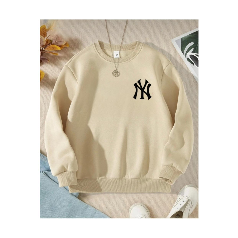 Serays moda New York-Ny Baskılı Kalın Kız Erkek Çocuk Sweatshirt 10-11 Yaş Beden Bayan Sweatshirt Fiyatı