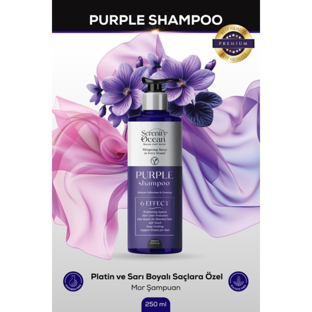 Serenity Ocean Sarı, Gümüş ve Platin Saçlar Için Vegan Mor Şampuan, 250ML Oto Boyaları Fiyatı