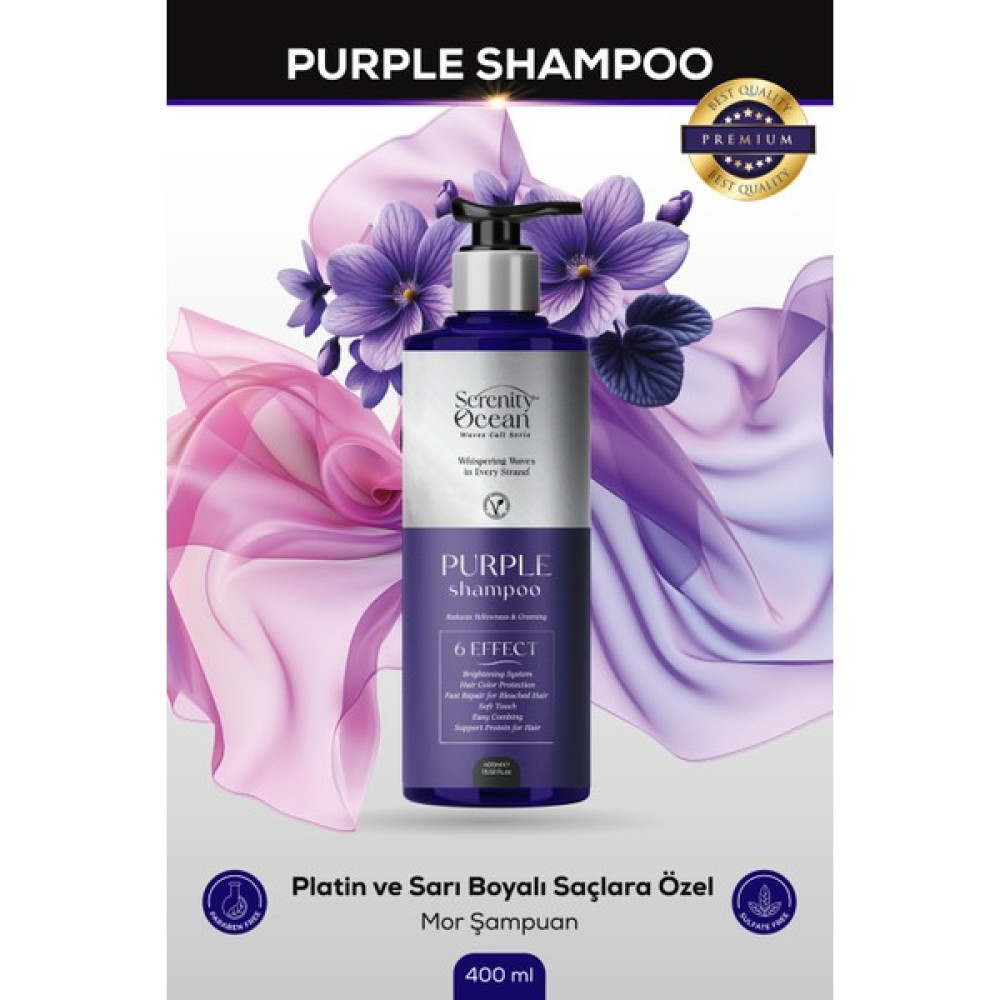 Serenity Ocean Sarı, Gümüş ve Platin Saçlar Için Vegan Mor Şampuan, 400ML Oto Boyaları Fiyatı