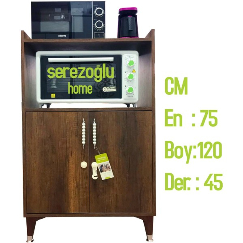 Serezoğlu Home Hamarat Çok Amaçlı Fırın Dolabı, Erzak, Mutfak, Balkon, Banyo, Ofis-2 Bölmeli-Ceviz-75X120X45 Mutfak Dolabı / Mobilyası Fiyatı