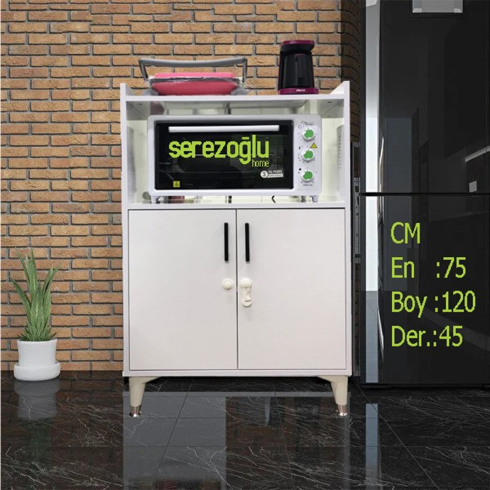 Serezoğlu Home Hamarat Çok Amaçlı Fırın Dolabı, Erzak, Mutfak, Balkon, Banyo, Ofis-2 Kapaklı-2 Bölmeli-75X120X45 - Beyaz Mutfak Dolabı / Mobilyası Fiyatı
