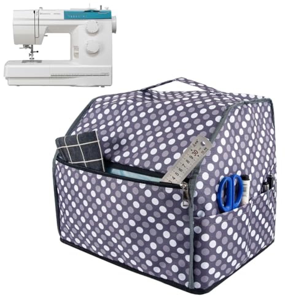 Serger Machine Cover with Accessories Storage Pockets ,Serger Dust Cover,Protective Quilted Overlock Machine Cover Compatible with Singer and Brother Serger Machine