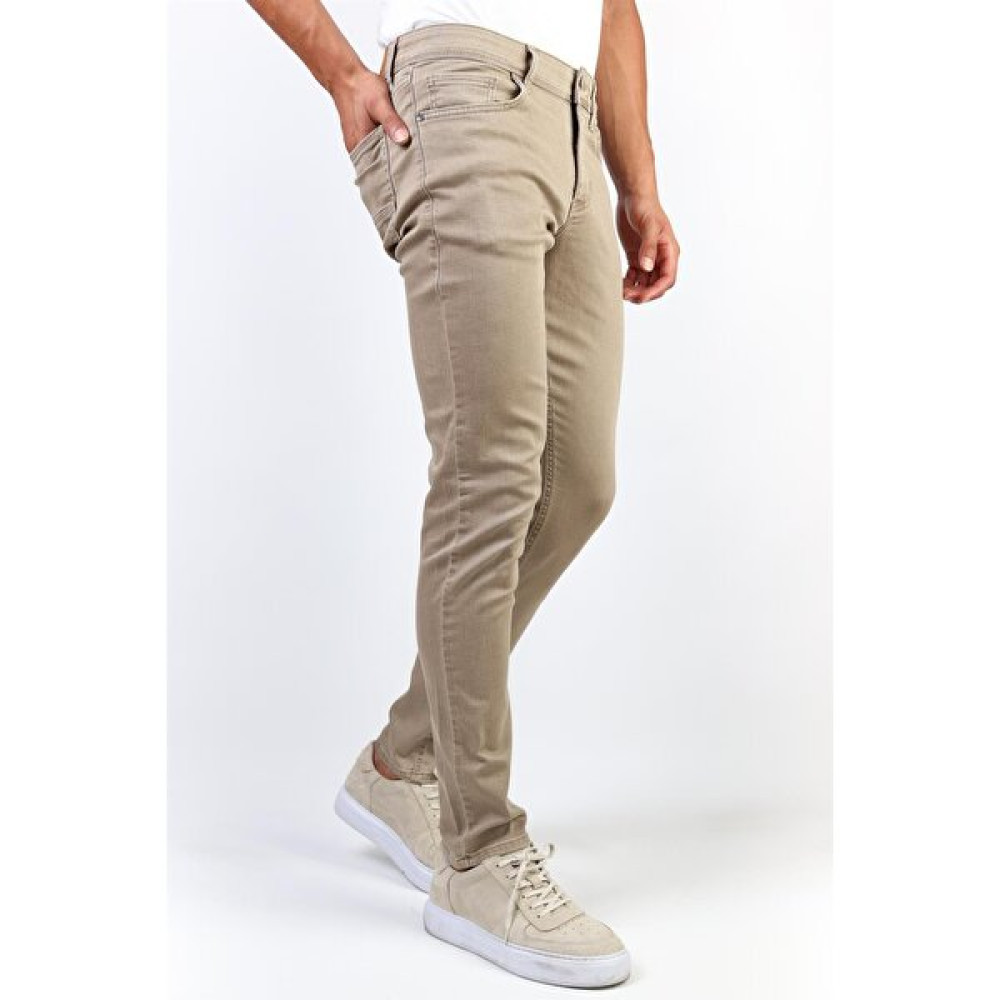 Serhat Özköroğlu - Bej Slim Fit Likralı Jean Erkek Kot Pantolon Erkek Pantolon Fiyatı