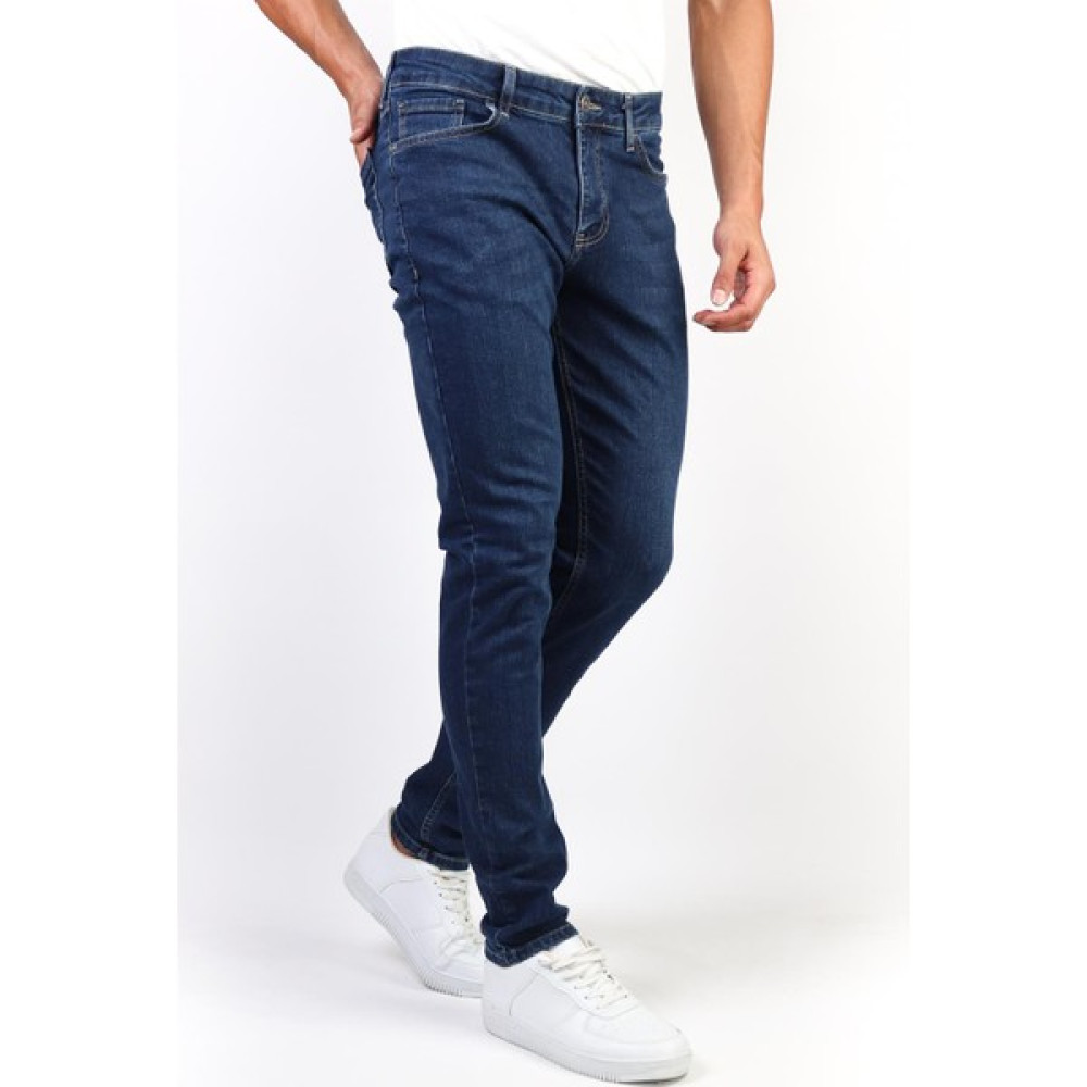 Serhat Özköroğlu - Koyu Mavi Taşlamalı Keven Slim Fit Likralı Jean Erkek Kot Pantolon Erkek Pantolon Fiyatı