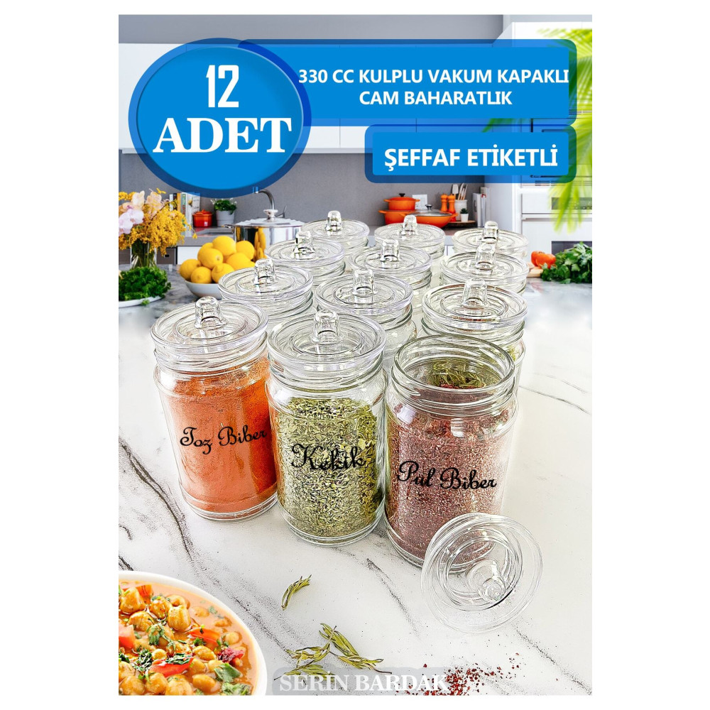Serin Bardak Etiketli 12 Adet Kapağı Kulplu Ve Vakumlu Baharat Takımı Baharat Setleri & Baharatlıklar Fiyatı