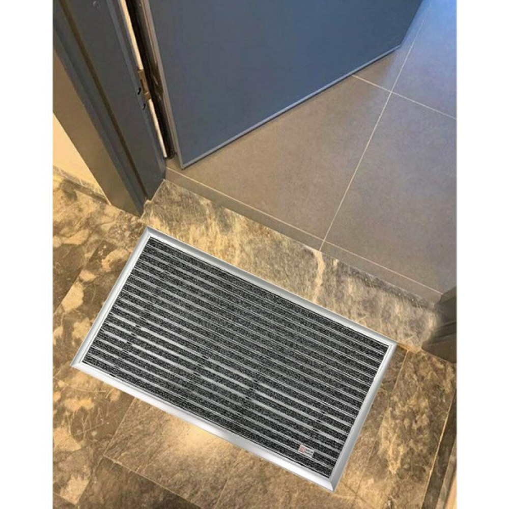 Sermat Alüminyum Çerçeveli Halı Fitilli Metal Paspas 46CMX69CM - Gri - 46 x 69 cm Paspas Fiyatı