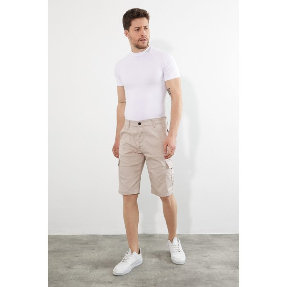 Serseri Jeans Erkek Bej Kargo Kapri Slim Fit Cepli Şort Erkek Şort Fiyatı