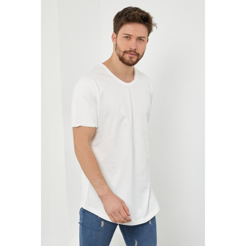 Serseri Jeans Erkek Beyaz Pis Yaka Salaş T-Shirt Erkek T-shirt Fiyatı