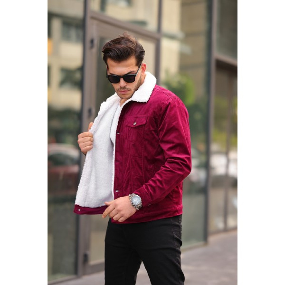 Serseri Jeans Erkek Içi Kürklü Kadife Ceket Bordo Kadife Ceket Erkek Mont Fiyatı