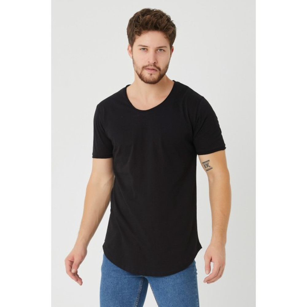 Serseri Jeans Erkek Siyah Pis Yaka Salaş T-Shirt Erkek T-shirt Fiyatı