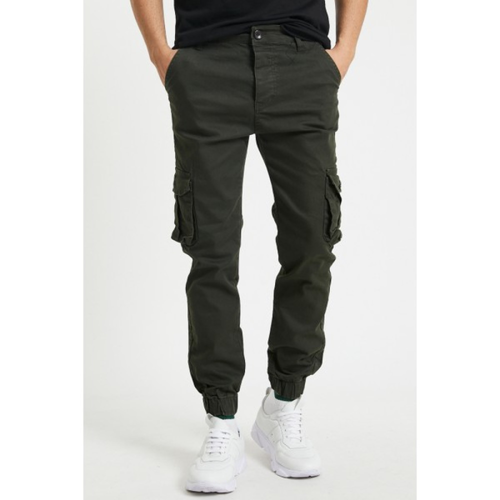 Serseri Jeans Haki Renk Erkek Yandan Cepli Jogger Paçası Lastikli Pantolon Erkek Pantolon Fiyatı