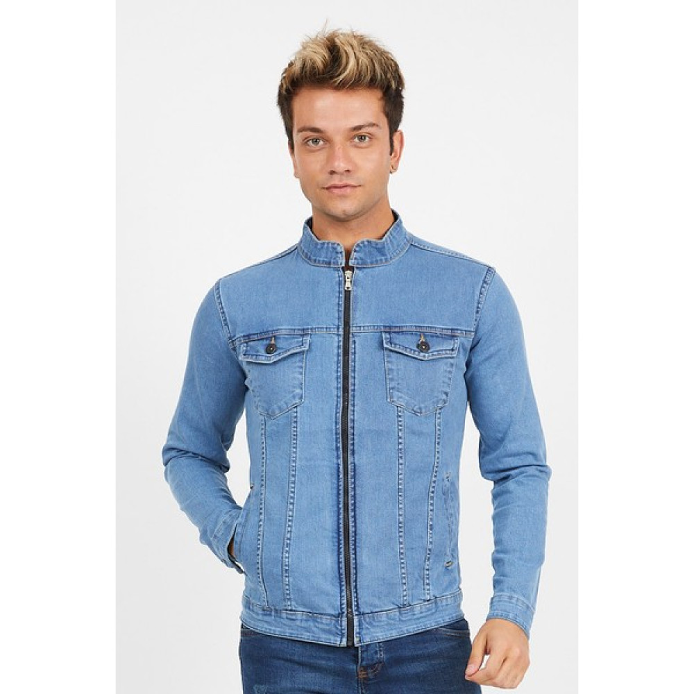 Serseri Jeans Slim Fit Fermuarlı Likralı Erkek Açık Mavi Kot Ceket Erkek Ceket Fiyatı
