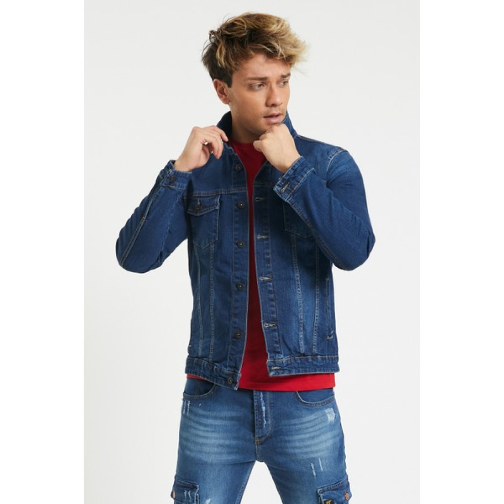 Serseri Jeans Slim Fit Likralı Erkek Koyu Mavi Kot Ceket Erkek Ceket Fiyatı