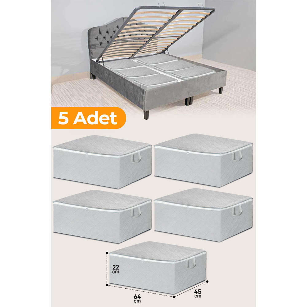 Serstil 5 Adet - Çekyat Baza Tipi Hurç - Baza Altı Büyük Boy Saklama Hurcu 64 X 45 X 22 Cm Hurç Fiyatı
