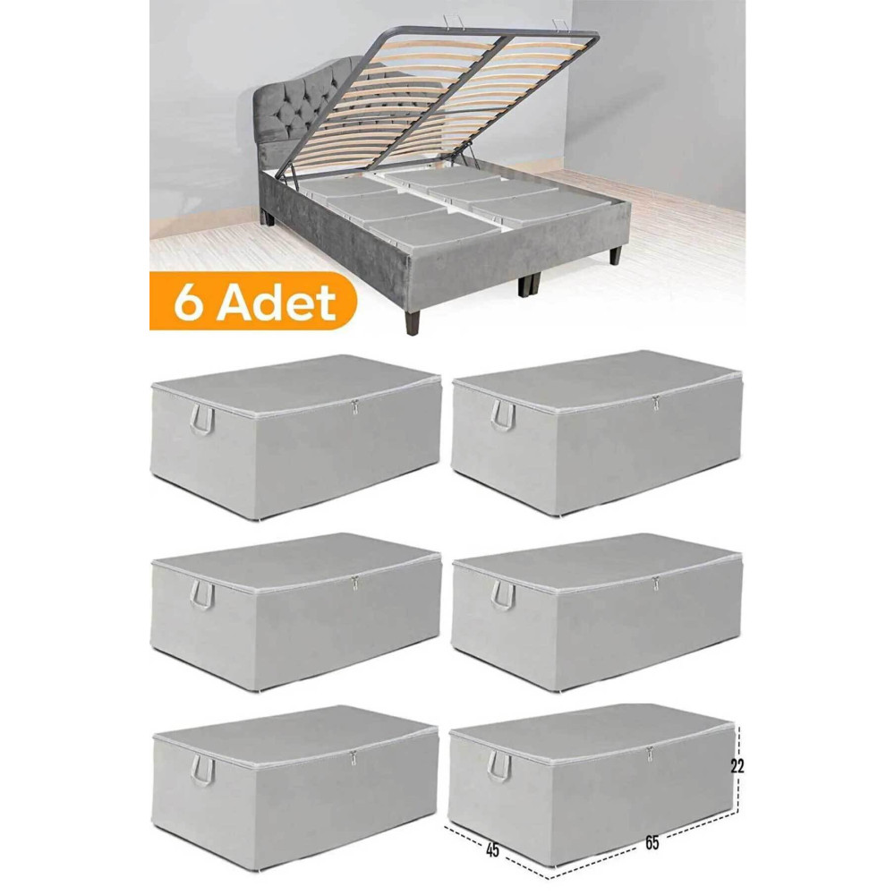 Serstil 6 Adet - Büyük Boy Baza Altı Ve Çekyat Hurç 65 X 45 X 22 Cm - Gri Hurç Fiyatı