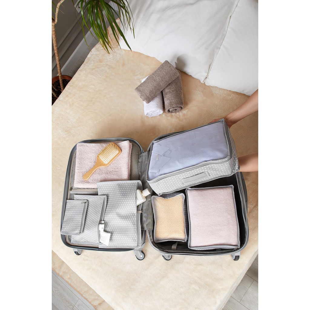 Serstil 6'lı Valiz Düzenleyici Set - Gri Benekli Bavul / Valiz Fiyatı