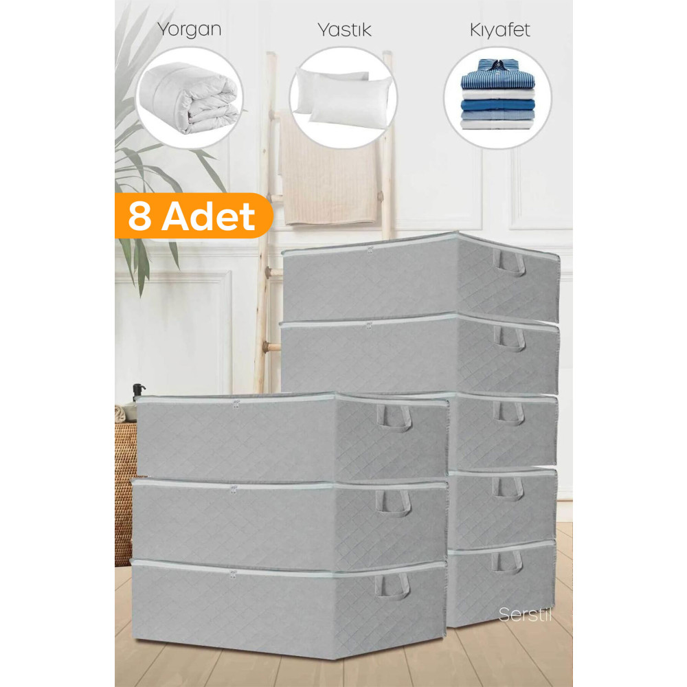 Serstil 8 Adet - Antrasit Büyük Boy Baza Altı Ve Çekyat Tipi Hurç 64 X 45 X 22 Cm Hurç Fiyatı