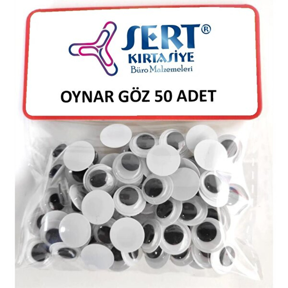 Sert Kırtasiye Oynar Göz 8 mm 50'li Paket Okul Malzemeleri Fiyatı