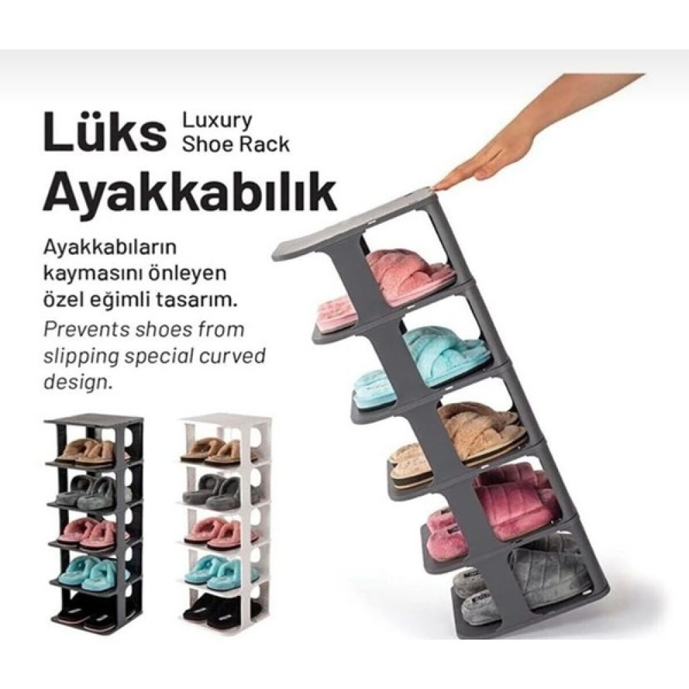 Sert Plastik Lüx Ayakkabılık Düzenleyici Organizer Portatif 5 Katlı Çok Katmanlı Ayakkabı Rafı - Antrasit Ayakkabılık Fiyatı
