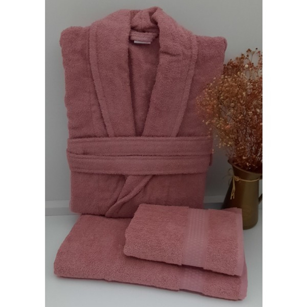 Sertay Petek %100 Pamuk BORNOZ/50X90/70X140 Set 3 Parça S0066 - Gül Kurusu - S Bornoz Fiyatı