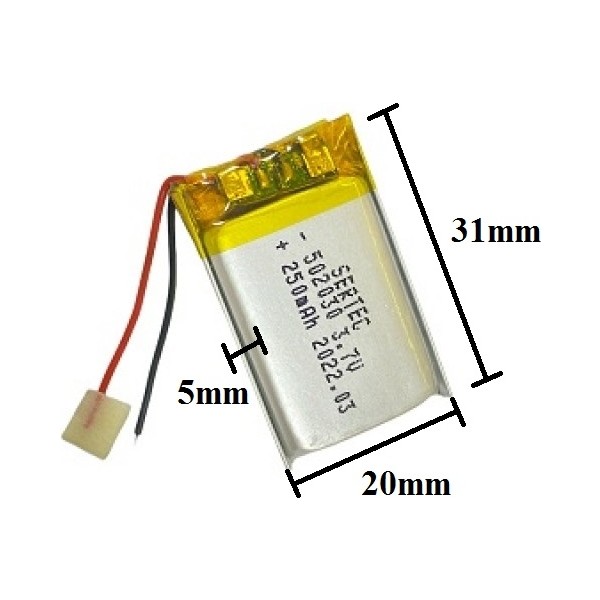 Sertec 502030 3.7V 250 Mah Lityum Polimer Pil 1.5A (Drone Için Uygun Değildir) Normal & Şarj Edilebilir Piller Fiyatı