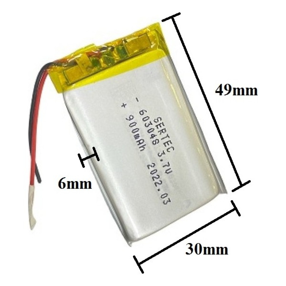 Sertec 603048 3.7V 900 Mah Lityum Polimer Pil 1.5A (Drone Için Uygun Değildir) Diğer Fiyatı