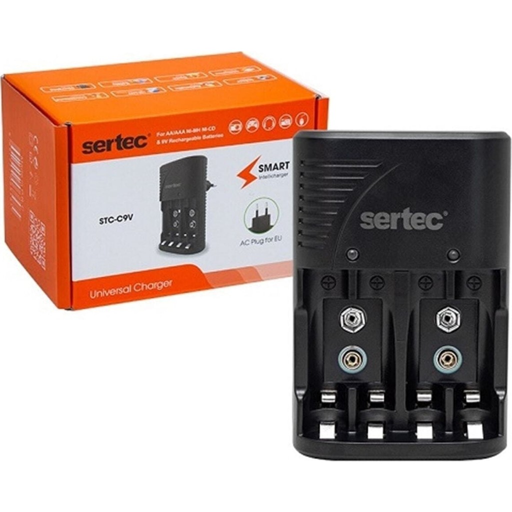 Sertec STC-C9V Universal 4'lü Pil Şarj Aleti AA-AAA-9V Uyumlu 9 V Düşük Şarj Akımı Normal & Şarj Edilebilir Piller Fiyatı