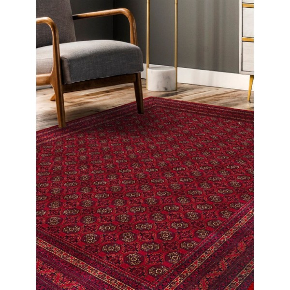 Serteks Afgan Desenli Halı, Dokuma Taban Dekoratif Şönil - Kırmızı - 160 x 230 cm Kilim Fiyatı