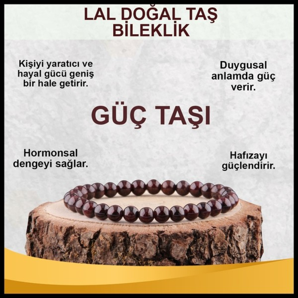 Sertifikalı Lal Doğal Taş Bileklik 6 MM22 Saat ve Bileklik Aksesuarı Fiyatı