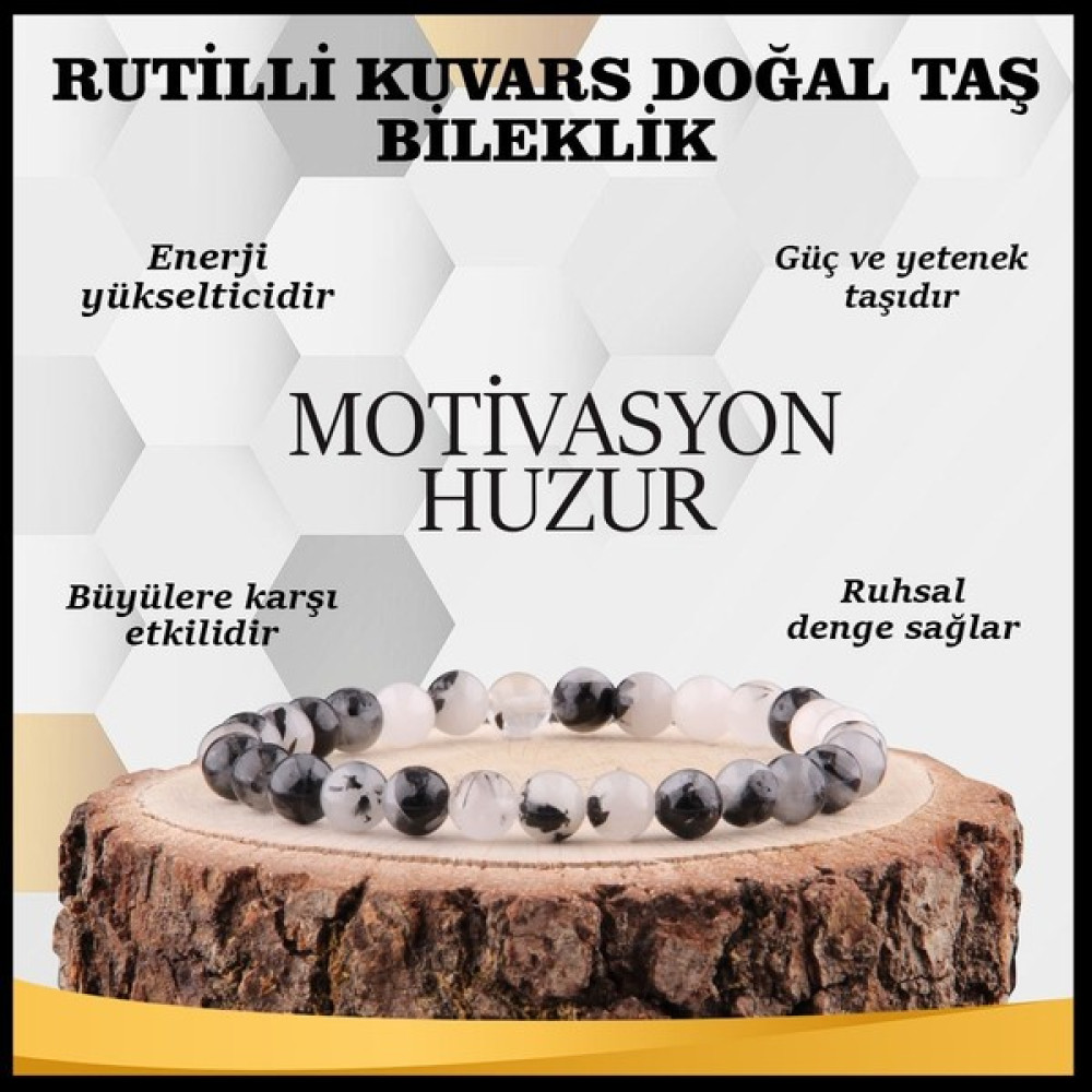 Sertifikalı Rutilli Kuvars Doğal Taş Bileklik 6 MM17 Saat ve Bileklik Aksesuarı Fiyatı
