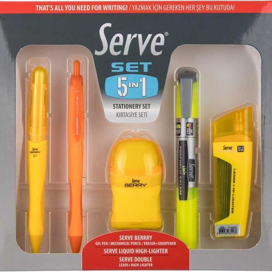Serve 5'li 0.7 mm Sarı Kırtasiye Seti Kalem Seti Fiyatı