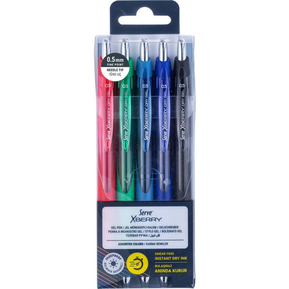 Serve Xberry Jel Kalem 05 mm Iğne Uç 5'li Jel Mürekkepli (Roller) Kalem Fiyatı