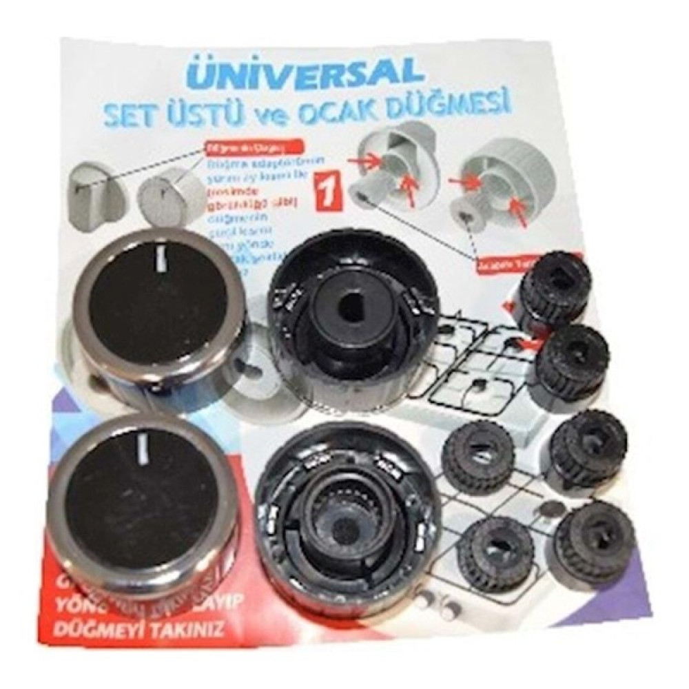 Servisevinde Universal Ankastre / Ocak Düğme Seti Siyah Inox Yedek Parça ve Aksesuar Fiyatı