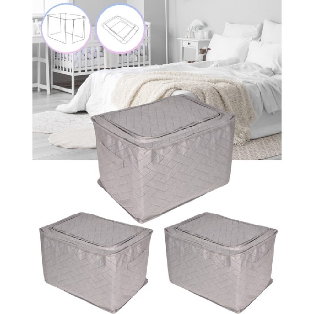 Seryat 3 Adet Çelik Çerçeveli Çok Amaçlı Kutu Mini Hurç Telli Hurç 30X40X28CM Kazak Hurcu - Gri Hurç Fiyatı