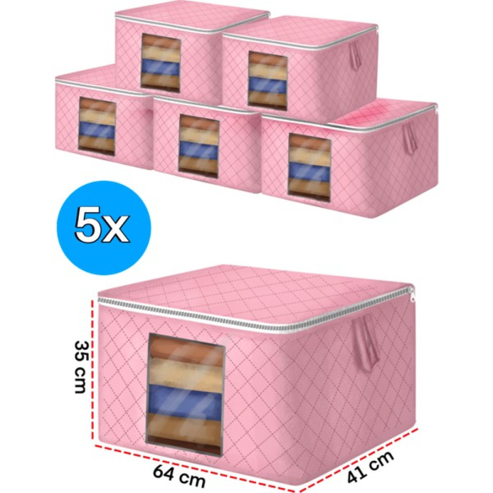 Seryat 5 Adet Pencereli Hurç Kapitone Orta Boy Nevresim ,pike ve Battaniye Hurcu 64 x 41 x 35 cm - Pembe Hurç Fiyatı