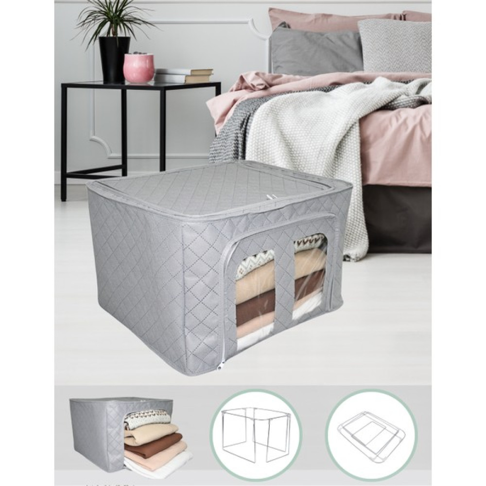 Ser&Yat Çelik Çerçeveli Pencereli Dolap Düzenleyici Organizer Kutu Hurç Telli Hurç 40X50X30CM Kazak,kıyafet Saklama Kutusu - Gri - 1 Adet Eşya Saklama / Düzenleme Fiyatı