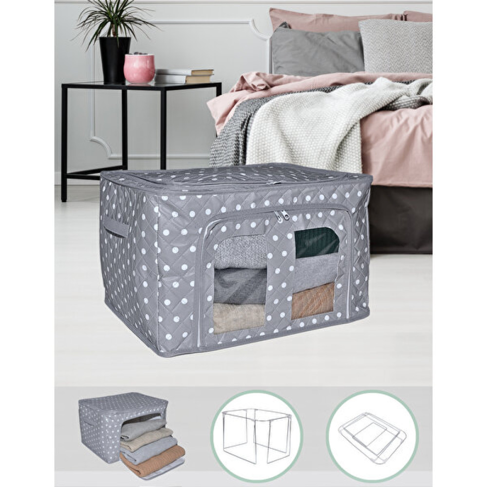 Seryat Puantiyeli Pencereli Çelik Çerçeveli Hurç Dolap Içi Organizer Hurç Medium 40X50X30CM - Gri - 1 Adet Hurç Fiyatı