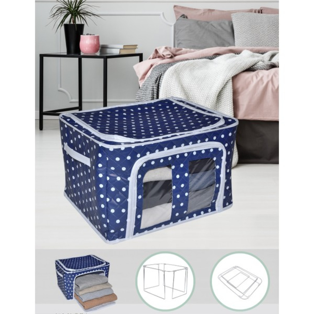 Seryat Puantiyeli Pencereli Çelik Çerçeveli Hurç Dolap Içi Organizer Hurç Medium 40X50X30CM - Lacivert - 1 Adet Hurç Fiyatı