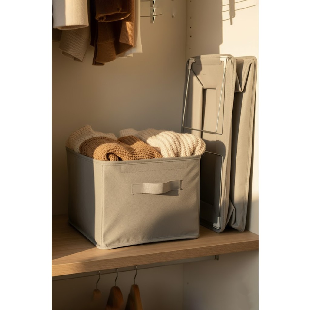 SER&YAT | Raf Düzenleyici 25 cm - Gri Impertex Kumaş | 1 Adet | Çelik Destekli, Katlanabilir Kıyafet Saklama Organizeri Diğer Fiyatı