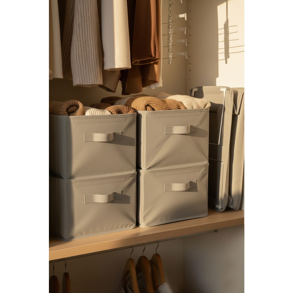 SER&YAT | Raf Düzenleyici 25 cm - Gri Impertex Kumaş | 4 Adet | Çelik Destekli, Katlanabilir Kıyafet Saklama Organizeri Diğer Fiyatı