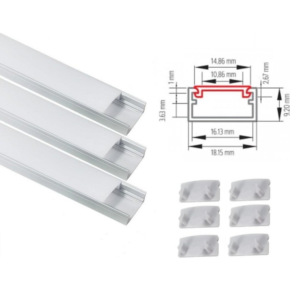 Sese Alüminyum LED Kanalı LED Profili ve Beyaz Üst Kapağı 3x1 Metre Boş Kasa 724-01 - 15000K - Beyaz Armatür Fiyatı