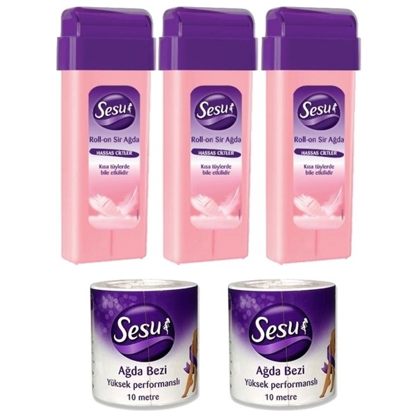 Sesu Roll-On Kartuş Ağda Hassas Ciltler 3X100ML + Sesu Ağda Bezi 2X10 Metre Deodorantlar Fiyatı