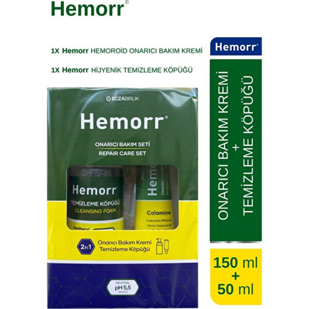 set (1 Hemorr Onarıcı Bakım Kremi+ 1X Hemorr Temizleme Köpüğü Cilt ve Yüz Bakımı Fiyatı